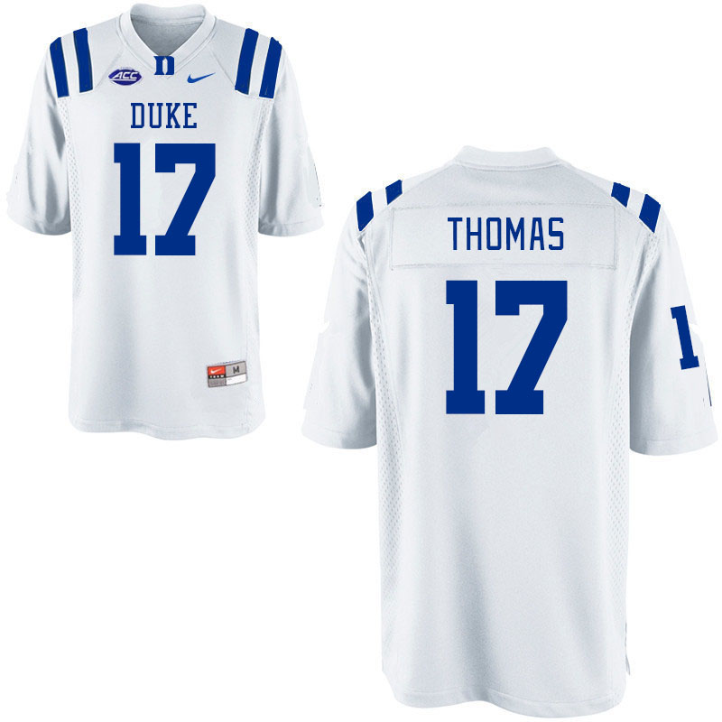 Men #17 Star Thomas Duke Blue Devils College Football Jerseys Stitched-White